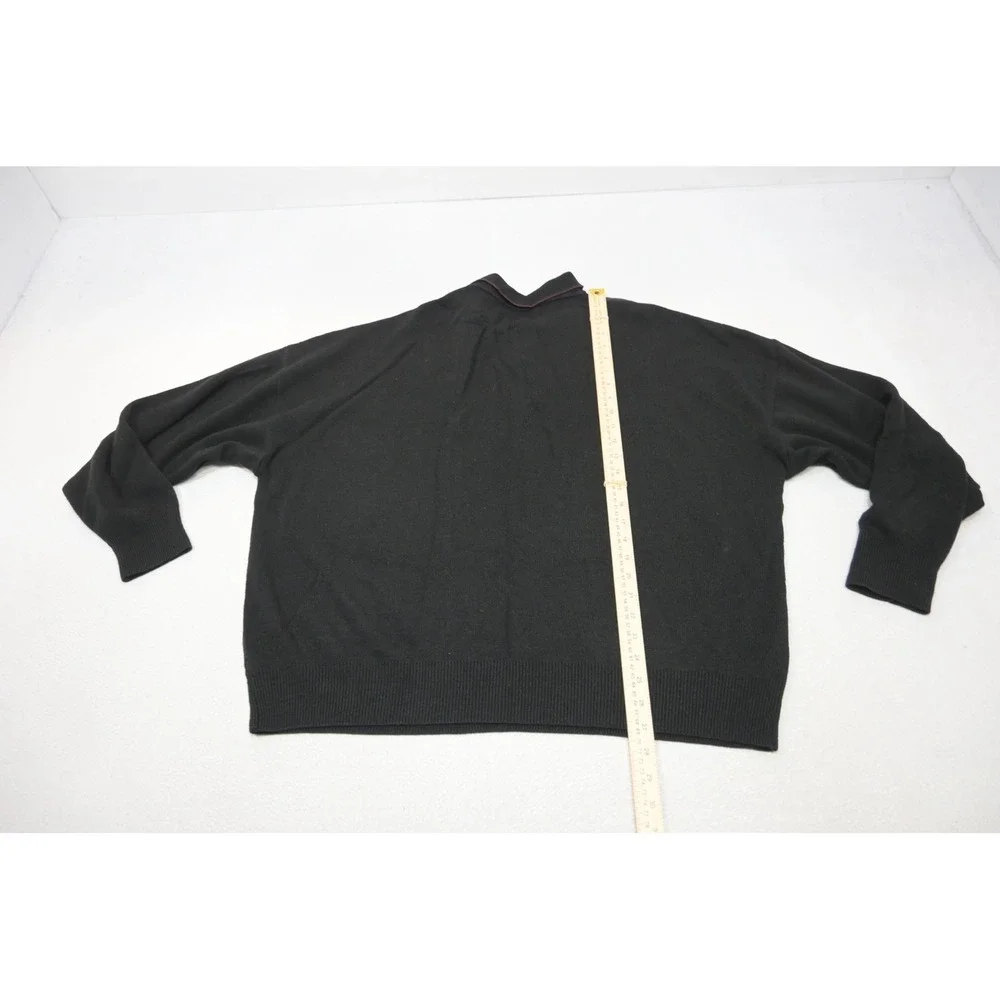 Florence Tricot Polo Sweater Mens XXL Black Argyle‎ Wool Blend Italy Excellent